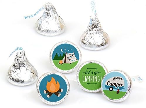 Happy Camper Round Candy Sticker Labels - 108 Stickers per Sheet