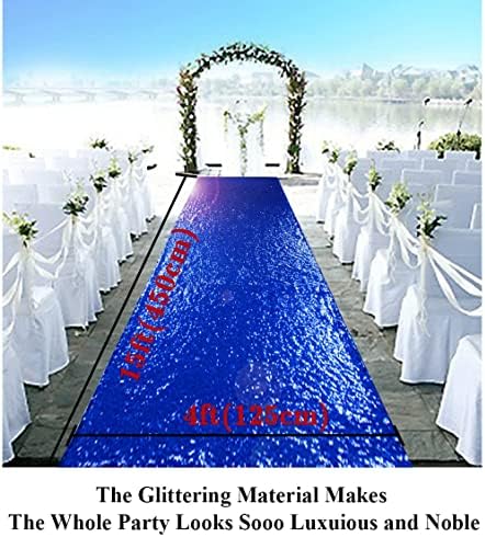 Partisout Glitter Aisle Runner for Weddings 4ftx15ft Blue