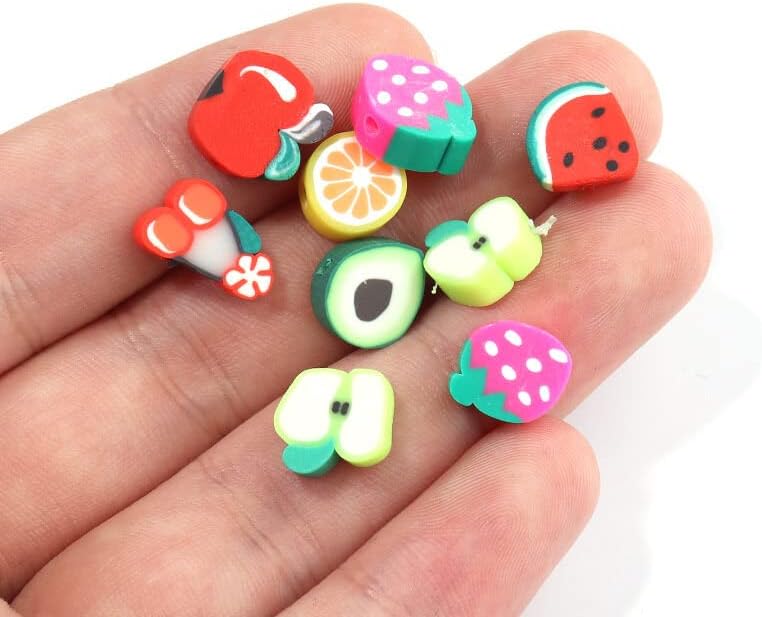 Mixed Sweet Fruits Polymer Clay Spacer Beads 50 Pcs DIY Charms Bracelet Necklace