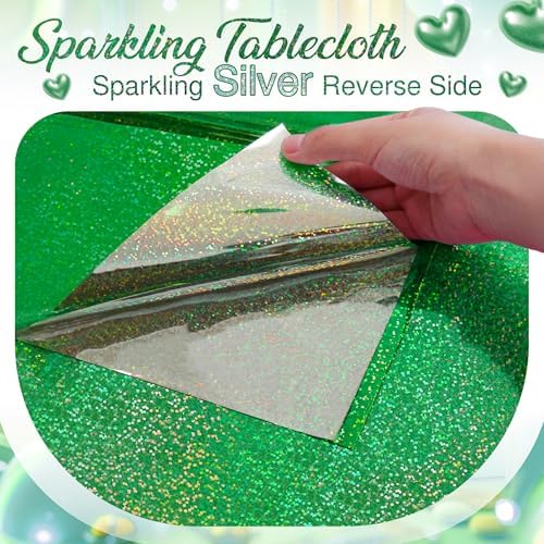 Just Shimmer 2 Pcs Dark Green Holographic Foil Tablecloths