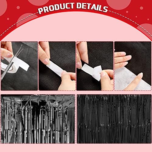 Tegeme Black Carpet Runner Aisle 26x30ft with Tape and Curtains