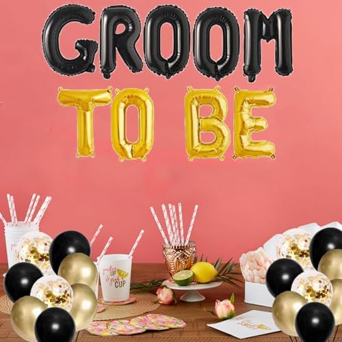 Groom To Be Balloons Gold Black Bachelor Party Decor