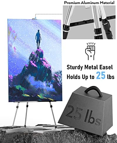 Nicpro 2 Pack Silver Adjustable Art Easel with Bag