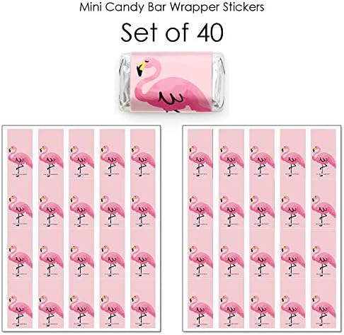 Big Dot of Happiness Pink Flamingo Mini Candy Bar Wrappers 40 Count
