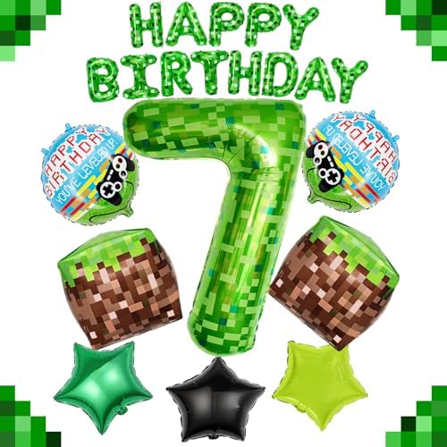 40 Inch Green Number 7 Balloon Set for Gaming Party