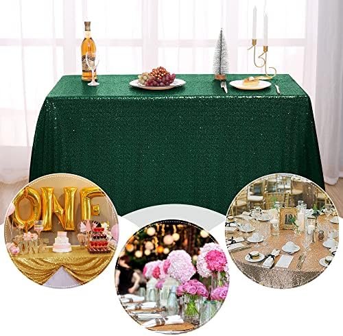 Nanbowang Dark Green Sequin Rectangular Tablecloth 50x50