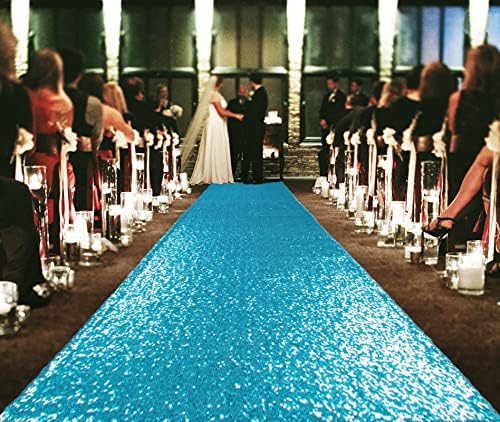 ShiDianYi Aisle Runner - Turquoise Sequin 2FTx15FT Bride Walkway for Wedding Graduation Ceremony