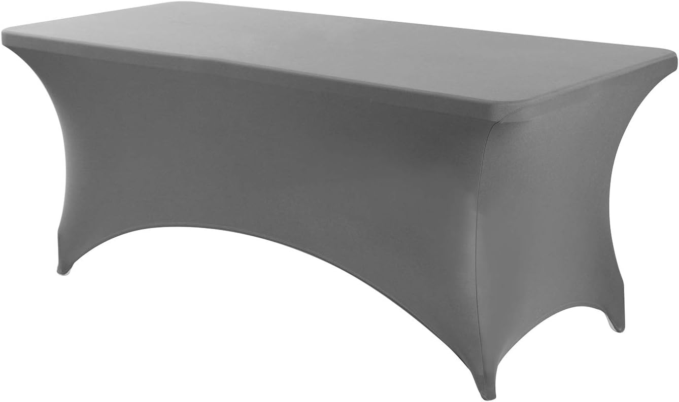 Peomeise 8FT Gray Stretch Spandex Table Cover