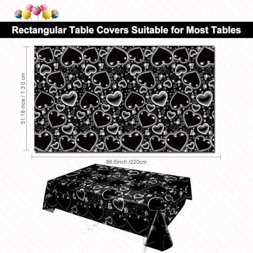 Black Heart 90s Tablecloths for Cholo Parties