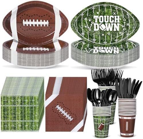 350 Pieces Football Themed Tableware Set for Game Day Parties