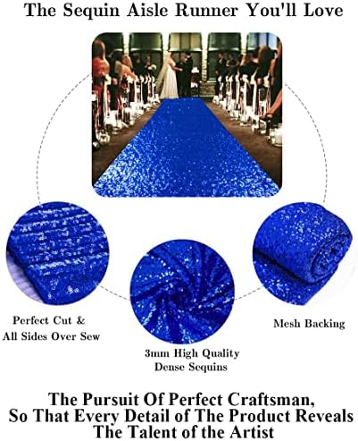Partisout Glitter Aisle Runner for Weddings 4ftx15ft Blue