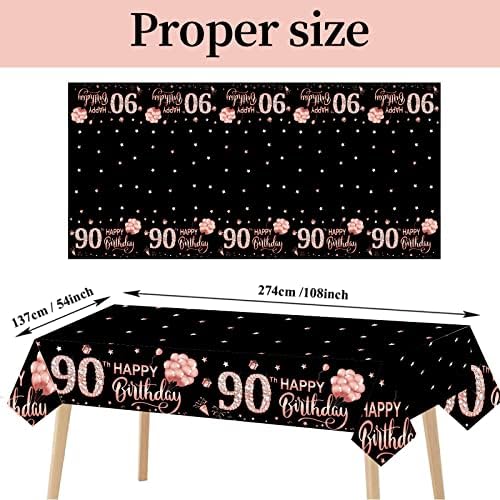 3 Pack Rose Gold Happy 90th Birthday Table Cover