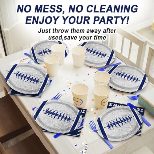 Football Oval Paper Plates 11inch for 25 Guests