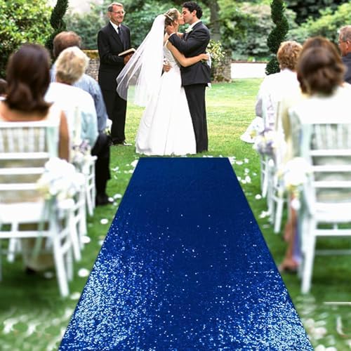 PartyDelight Sequin Aisle Runner Navy Blue 2ft x 15ft