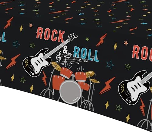 Rock and Roll Party Decorations Tablecloth 3pcs