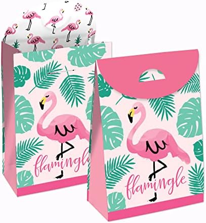 Big Dot of Happiness Pink Flamingo Party Favor Bag Set of 12