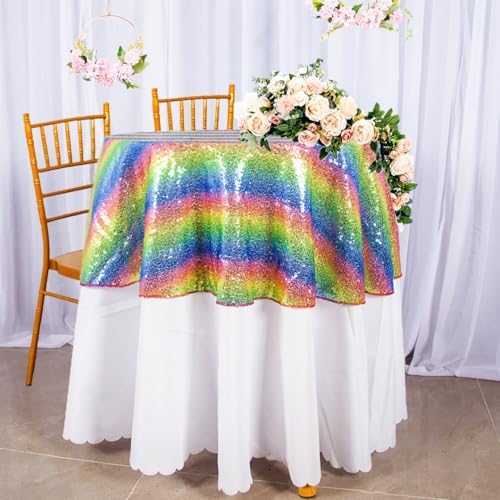 50 Inch Sequin Round Tablecloth for Parties