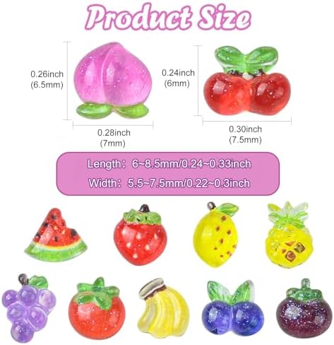 LiQunSweet 110 Pcs 11 Styles Fruit Resin Cabochons for DIY Jewelry
