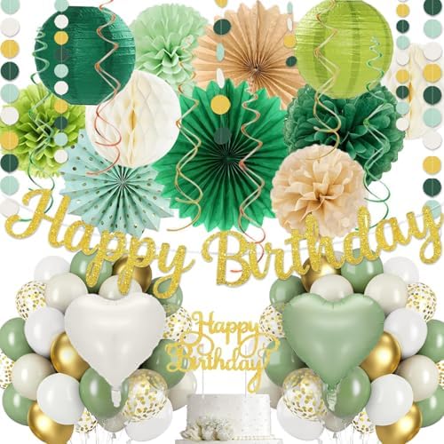 Sage Green Gold Birthday Decor Kit for Parties