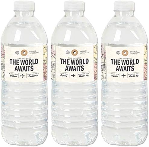 Big Dot of Happiness Travel Themed Water Bottle Stickers Set of 20