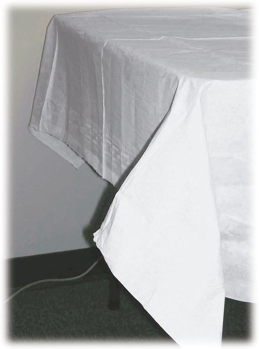 Tatco 31108 Paper Table Cover with Plastic Liner 54x108 White 20 per Carton