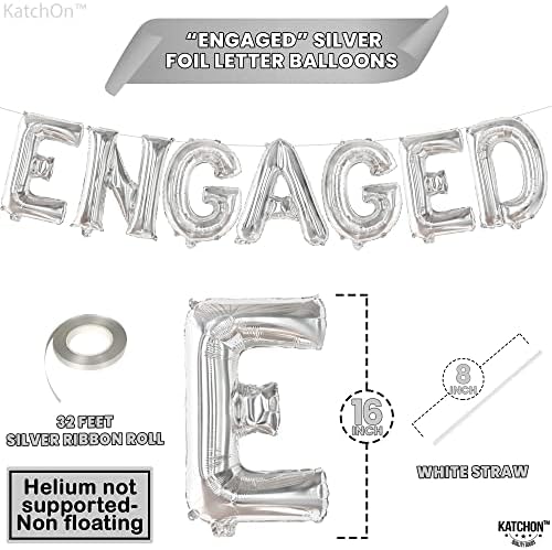 KatchOn Silver Foil Engagement Balloons 16 Inch