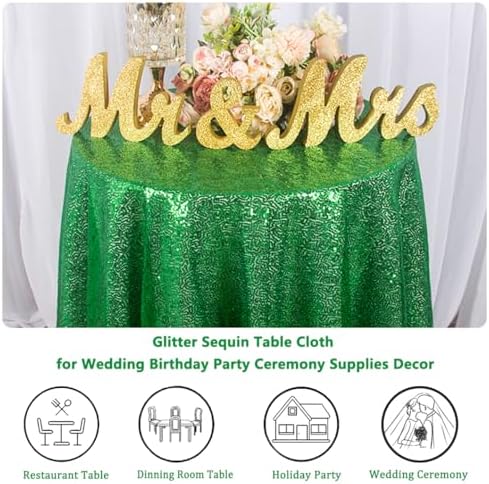 Sparkly Green Sequin Round Tablecloth 50 Inches