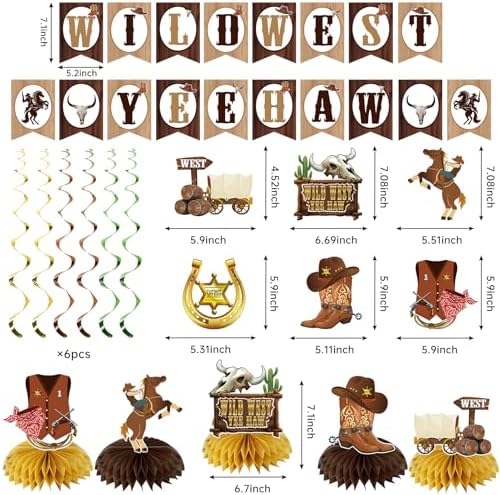 24PCS Western Cowboy Party Decorations Kit