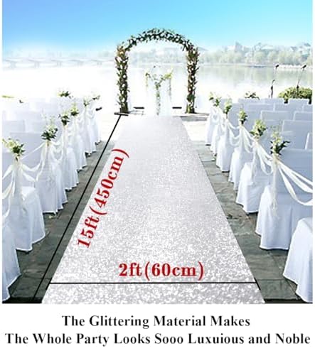 Partisout Sequin Aisle Runner 2FTx15FT Shimmering Silver