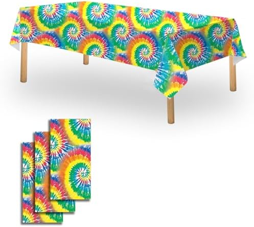 OQOQ Rainbow Tie Dye Table Cloth 3 Packs