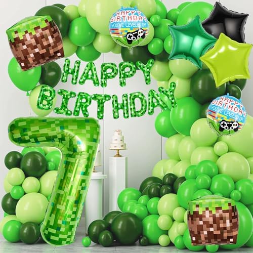 40 Inch Green Number 7 Balloon Set for Gaming Party