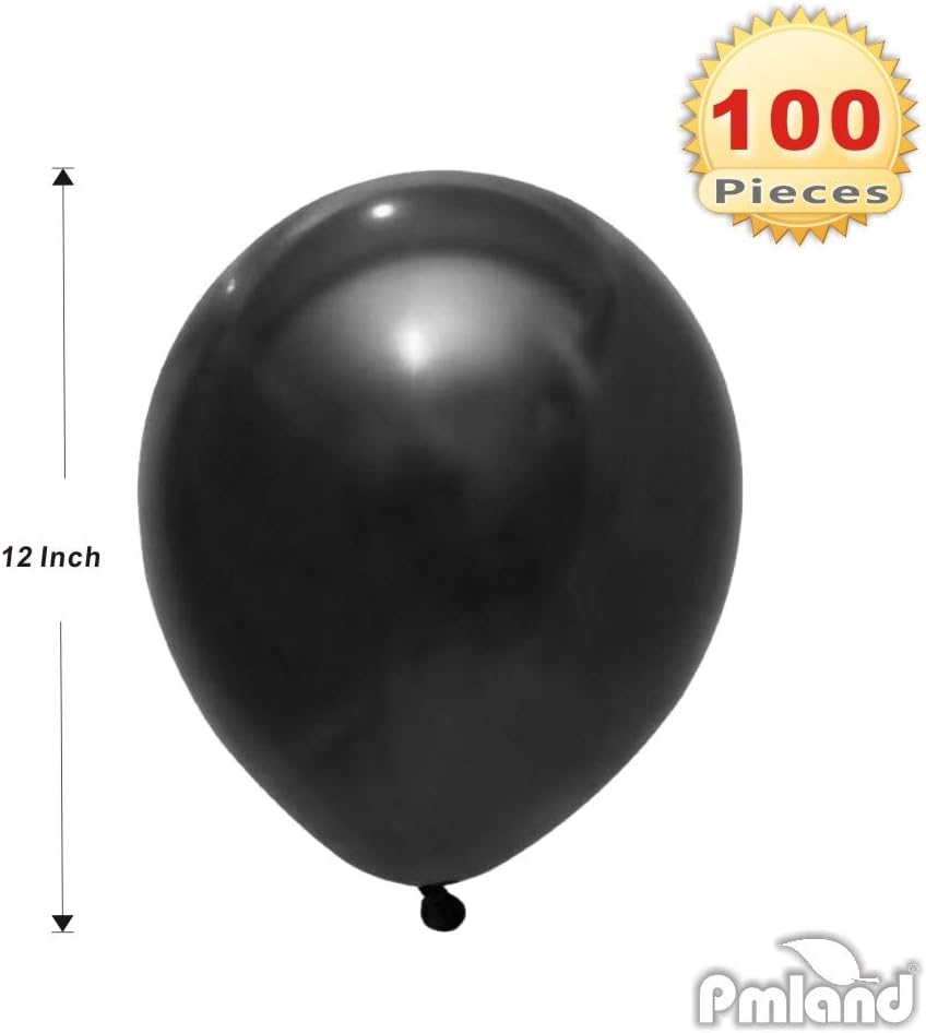 PMLAND 100 Count Black Latex Balloons 12 Inches Party Decorations