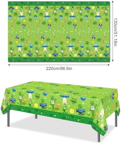 3 Pcs Alien UFO Party Tablecloths Green Disposable Plastic Tablecovers
