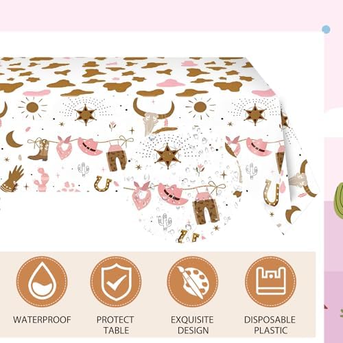 41Pcs Cowgirl Birthday Party Decorations Pink Set
