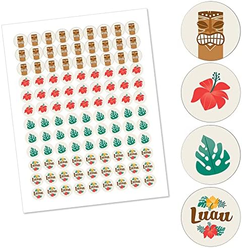 Tropical Luau Round Candy Sticker Favors Pack