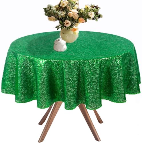 Sparkly Green Sequin Round Tablecloth 50 Inches