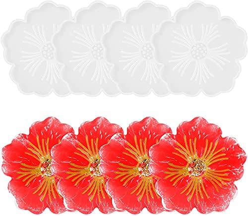 Gartful Flower Resin Coaster Molds 4PCS Set