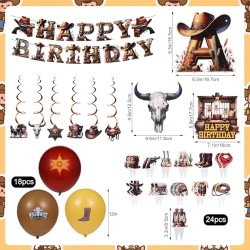51 Pcs Western Cowboy Party Decorations Set