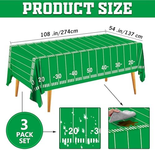 Football Party Decorations 54 X 108 Inch Tablecloth 3 Pack