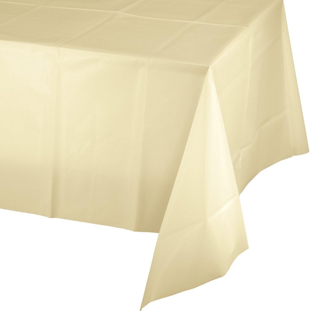Creative Converting Ivory Plain Plastic Tablecloth 1