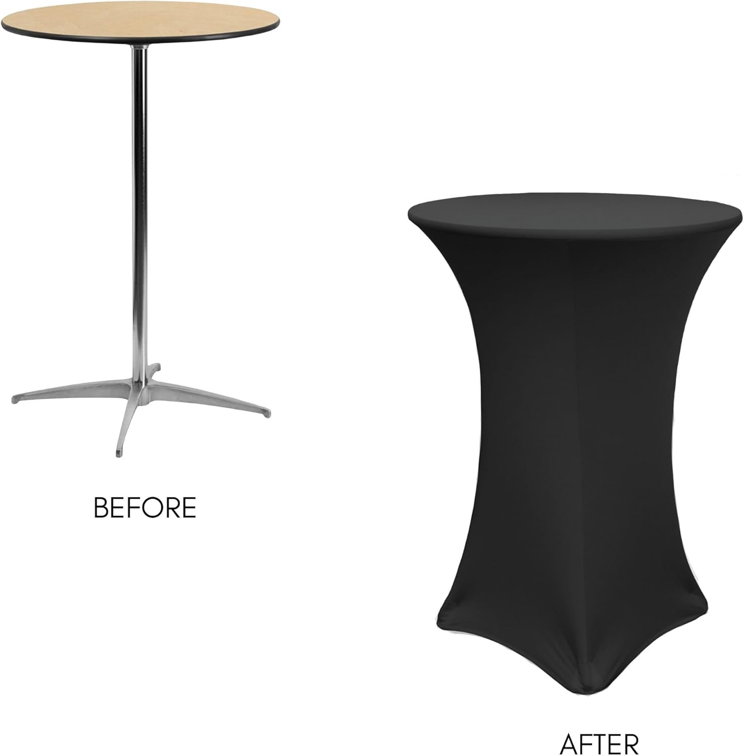 Your Chair Covers - Black Stretch Spandex Table Cover for Round Tables