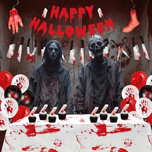 Halloween Party Decorations Set with Scream Banner and Themed Balloons