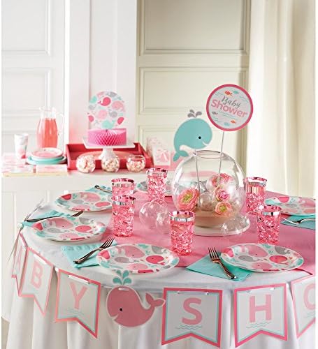 Creative Converting Border Print Tablecover Lil Spout Pink