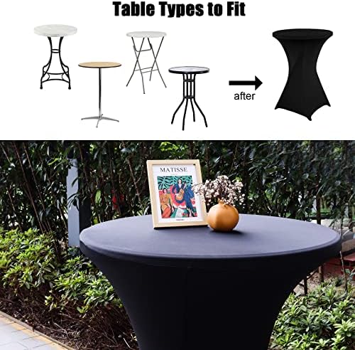 SUNTQ Stretch Black Spandex Cocktail Table Cover 32x43