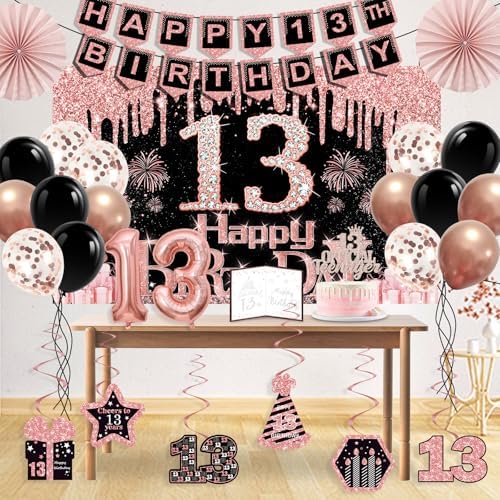 13th Birthday Decorations for Girls 32PCS Party Kit