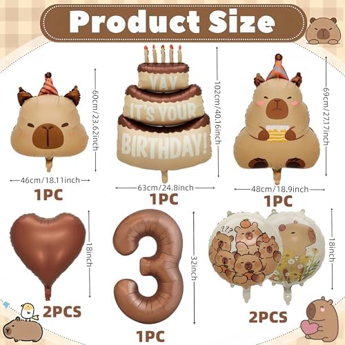 Capybara Birthday Foil Balloon Set - 8 Piece