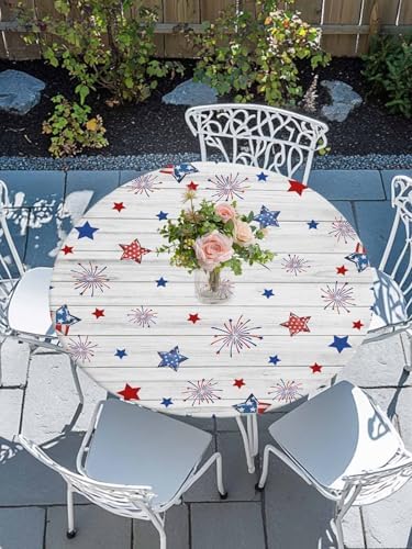 4th of July Round Fitted Tablecloth with Elastic Edge