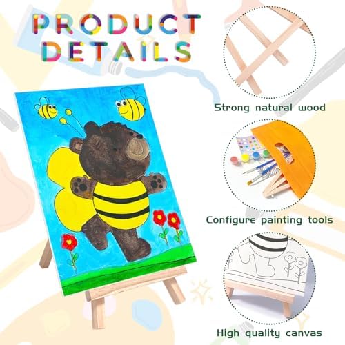12 Sets Printed Canvas Paint Art Easel Set for Kids and Adults