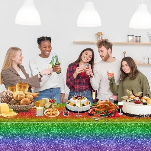 2 Pcs Rainbow Tablecloth for Birthday and Gay Pride Events