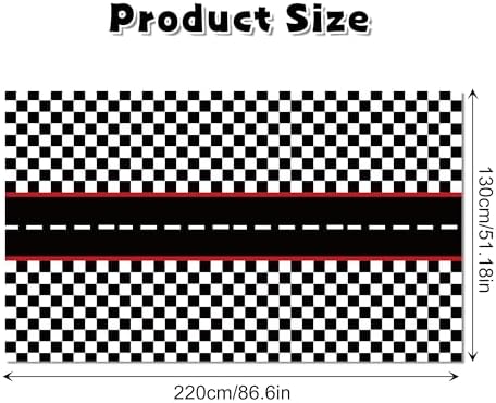 3 Pcs Racing Car Party Tablecloth with Black Checkered Pattern